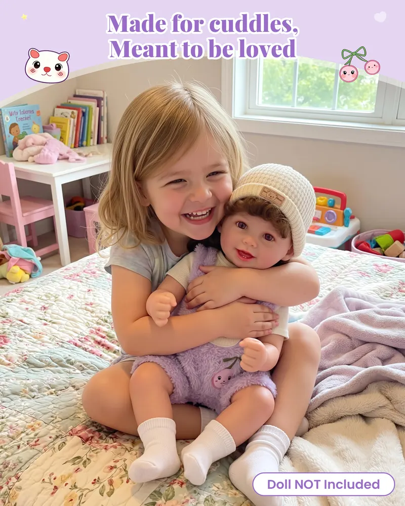 17-20" Purple Plush Embroidered Overalls Set 4 PCS, photograph 6