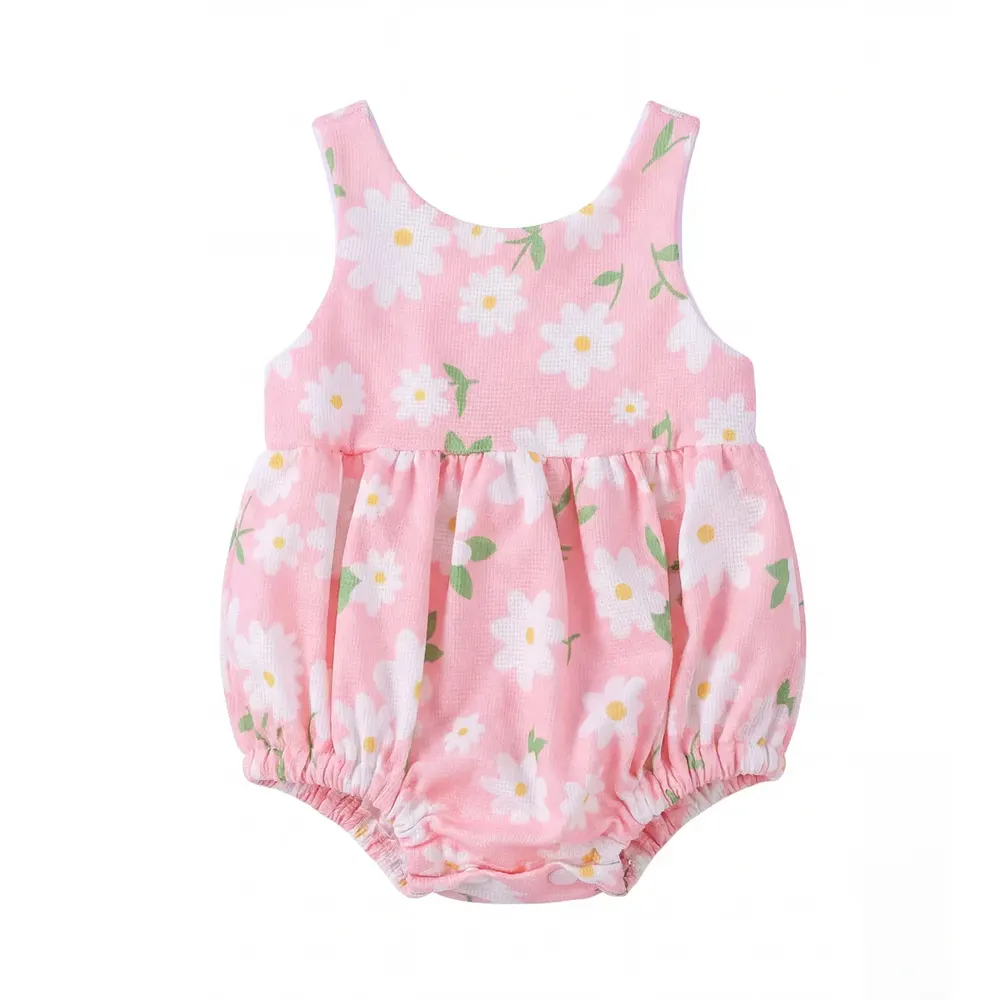 17"-20" Pink Floral Daisy Print Romper for 4 Pcs for Reborn Babies, photograph 2