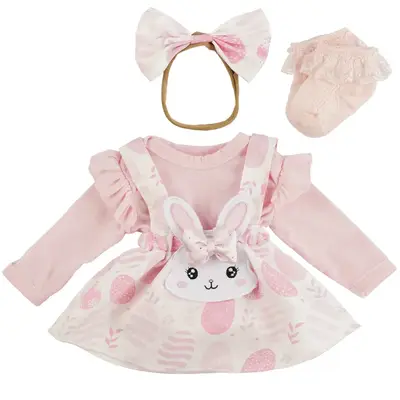 17"-20" Reborn Baby Doll Pink Bunny Dress 4 Pcs Set Clothing Accessories