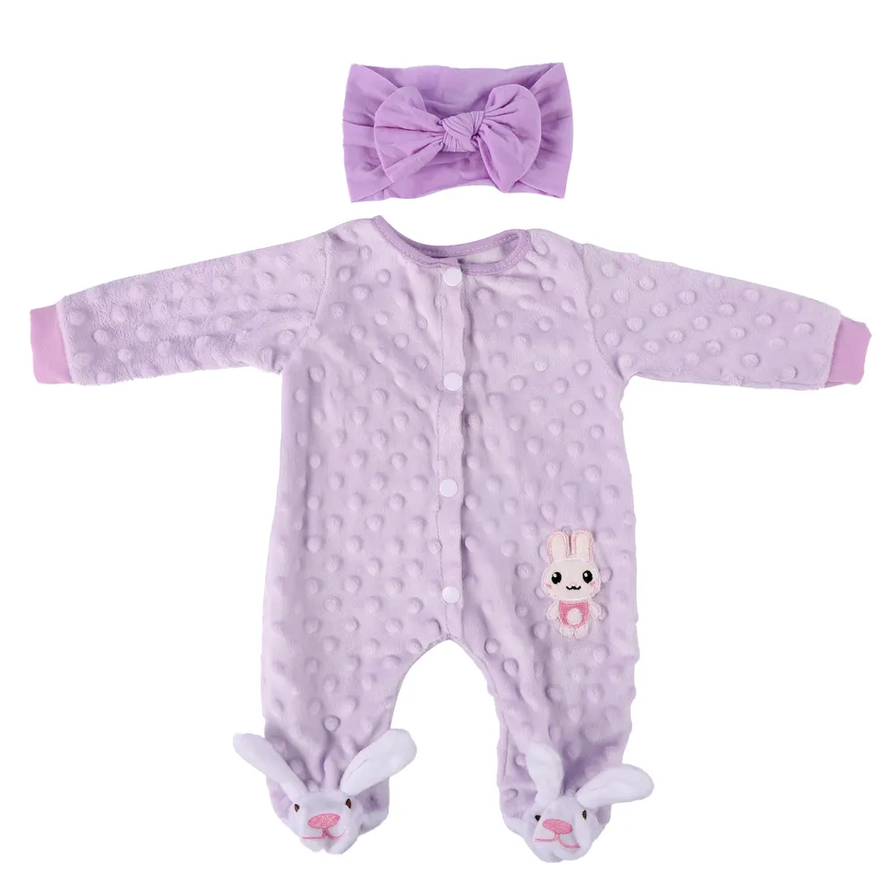 17"-20" Reborn Baby Doll Purple 2 Pcs Set Clothing Accessories