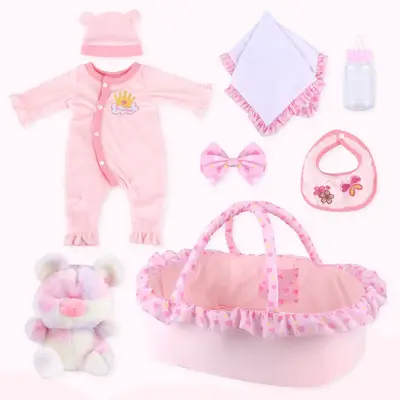 17"-22" Adoption Newborn Baby Dolls Essentials-8pcs Clothes Set for Reborn Baby