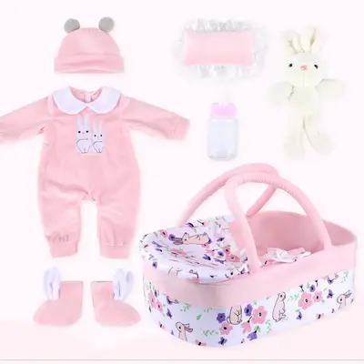 17"-22" Adoption Reborn Baby Girls Essentials-7pcs Gift Set for Newborn Baby Dolls