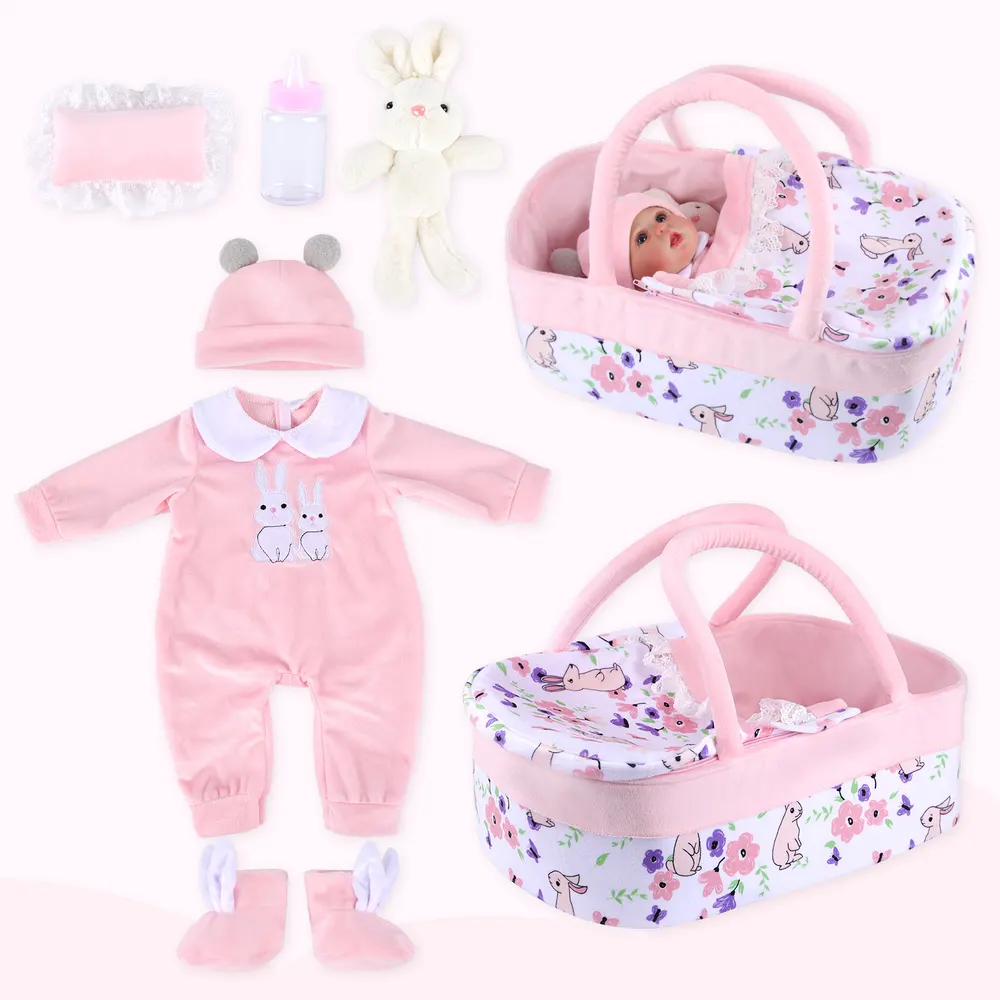 17"-22" Adoption Reborn Baby Girls Essentials-7pcs Gift Set for Newborn Baby Dolls, photograph 4