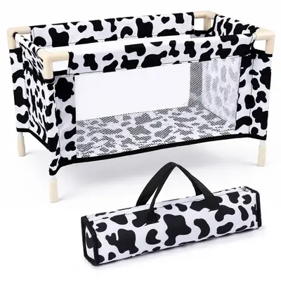 17–22" Black and White Doll Bed Set for Reborn Baby Dolls
