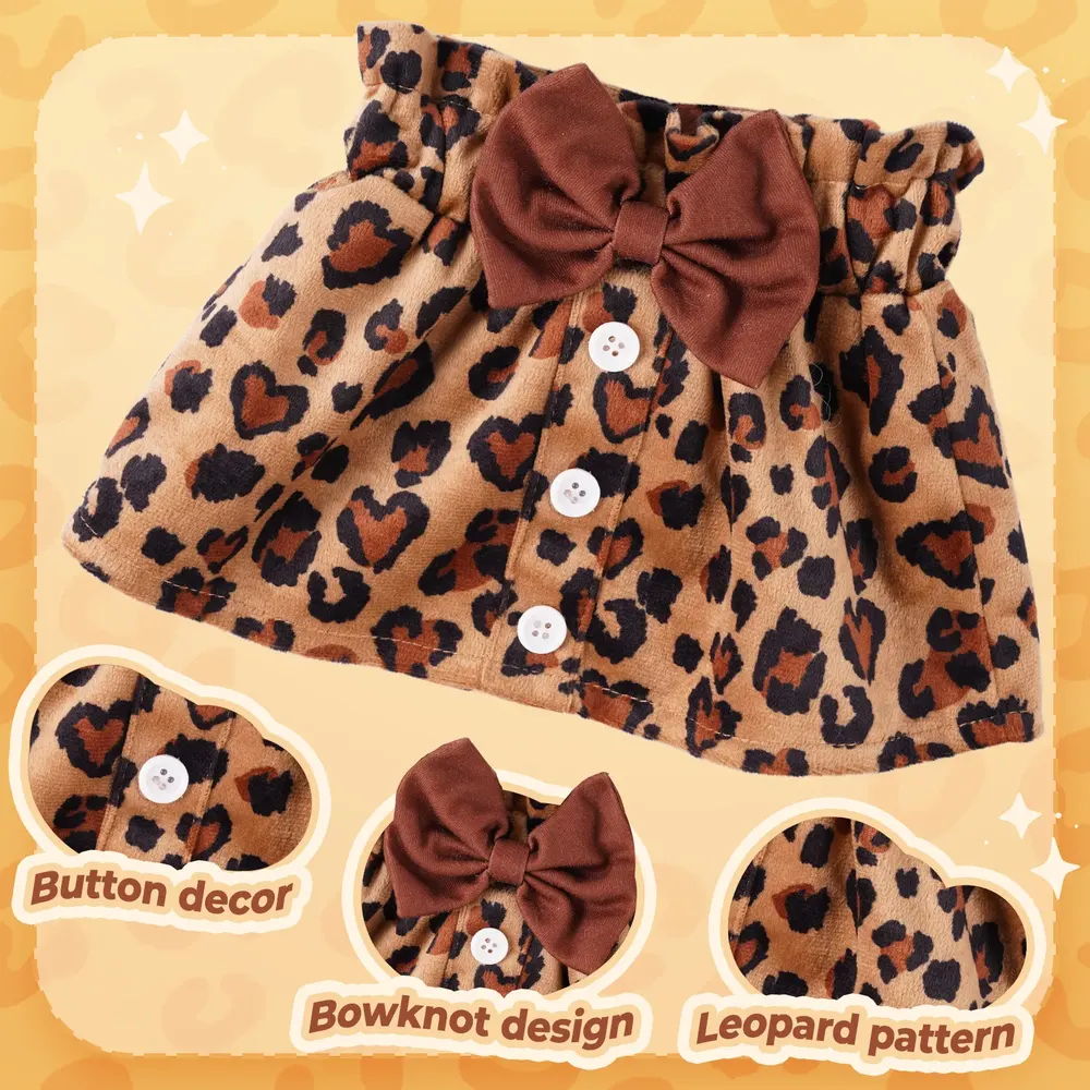 17"-22" Black Leopard Pattern 6 Pcs Reborn Baby Doll Clothes Accessories Set, photograph 4
