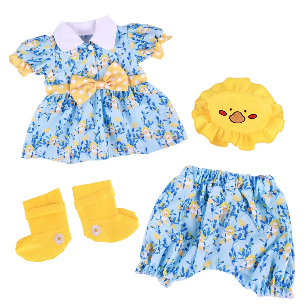 17"-22" Blue Chicken Raincoat Set 4 Pcs Reborn Baby Doll Clothes Accessory Set, photograph 3