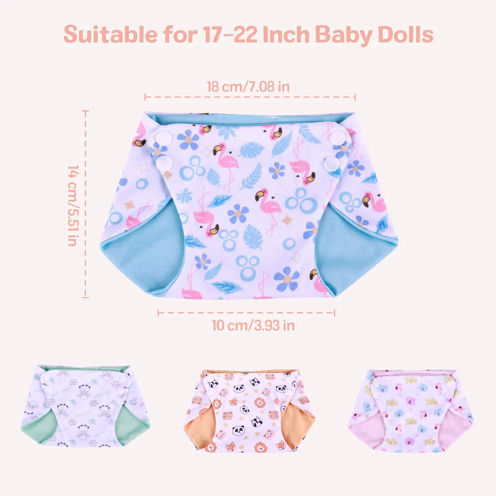 17"-22" Cute Animal Nappies 4 Pcs Reborn Baby Doll Accessory Set, photograph 2