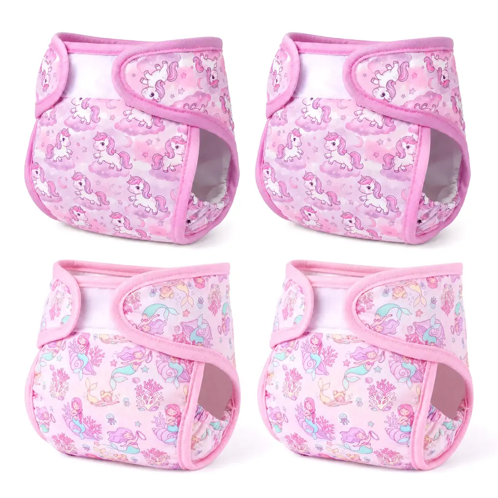 17–22" Cute Pattern Doll Nappy Set 4 Pieces for Reborn Baby Dolls