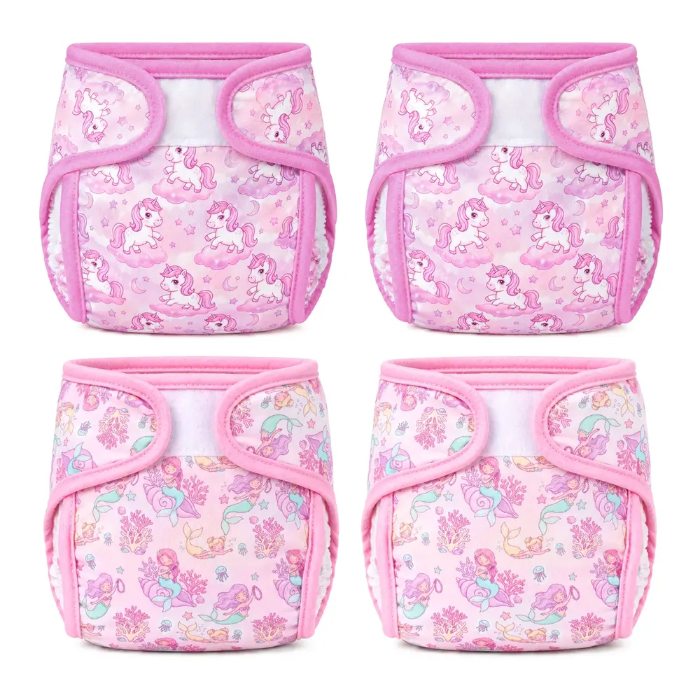 17–22" Cute Pattern Doll Nappy Set 4 Pieces for Reborn Baby Dolls, photograph 2