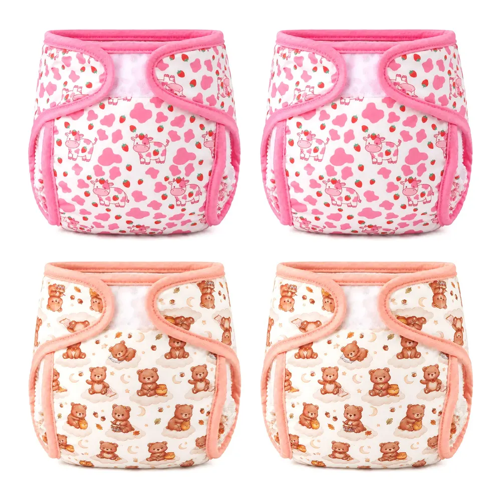 17–22" Cute Pattern Doll Nappy Set 4 Pieces for Reborn Baby Dolls, photograph 4