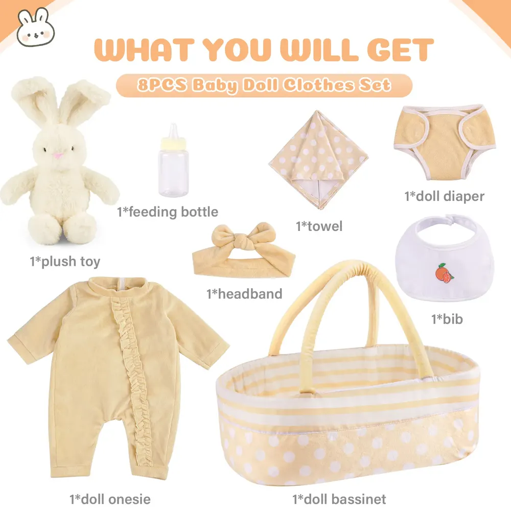 17"-22" Essential Clothes Accessories for Reborn Baby with Yellow Polka Dots, photograph 3