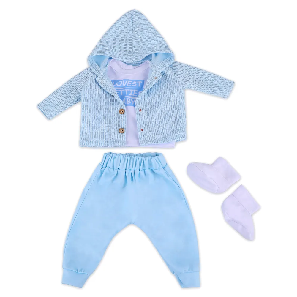 17"-22" Boy Hoodie 3pcs Set Clothes Accessories for Newborn Baby Dolls