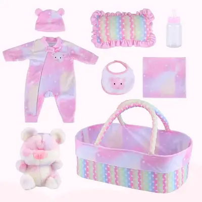 17"-22" Newborn Baby Dolls Girl Colourful Prince Dress 8pcs Set Outfits Accessories