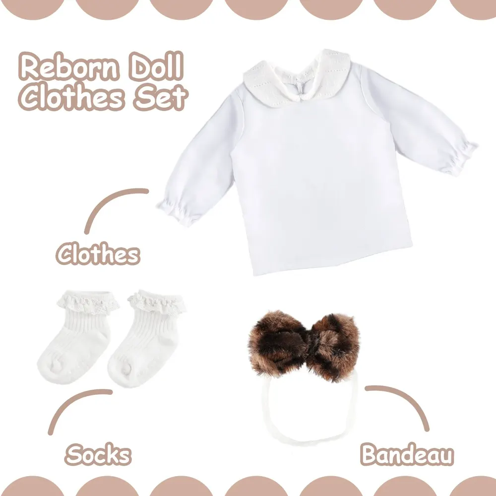 17"-22" Leopard Print Mesh Suspender Dress Set 4 Pcs Reborn Baby Doll Clothing, photograph 2