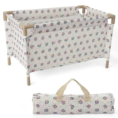 17–22" Light Floral Doll Bed Set for Reborn Baby Dolls