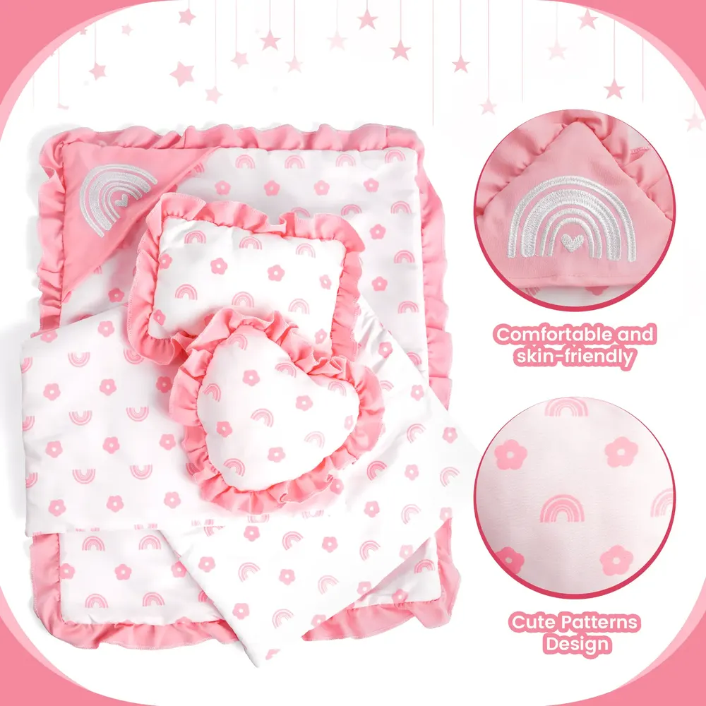 17"-22" Pink 4 Pcs Reborn Baby Doll Accessories Set, photograph 2
