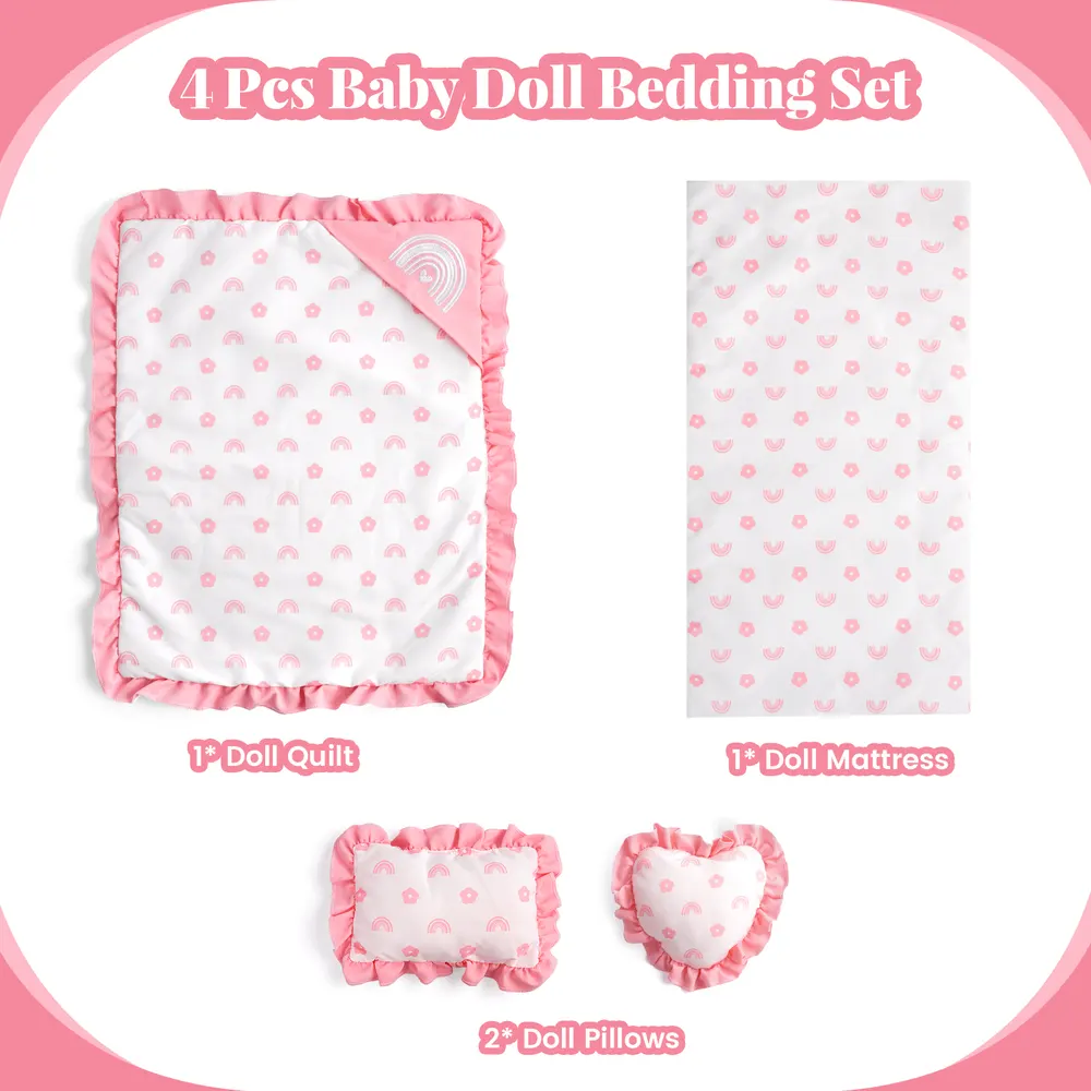 17"-22" Pink 4 Pcs Reborn Baby Doll Accessories Set, photograph 3