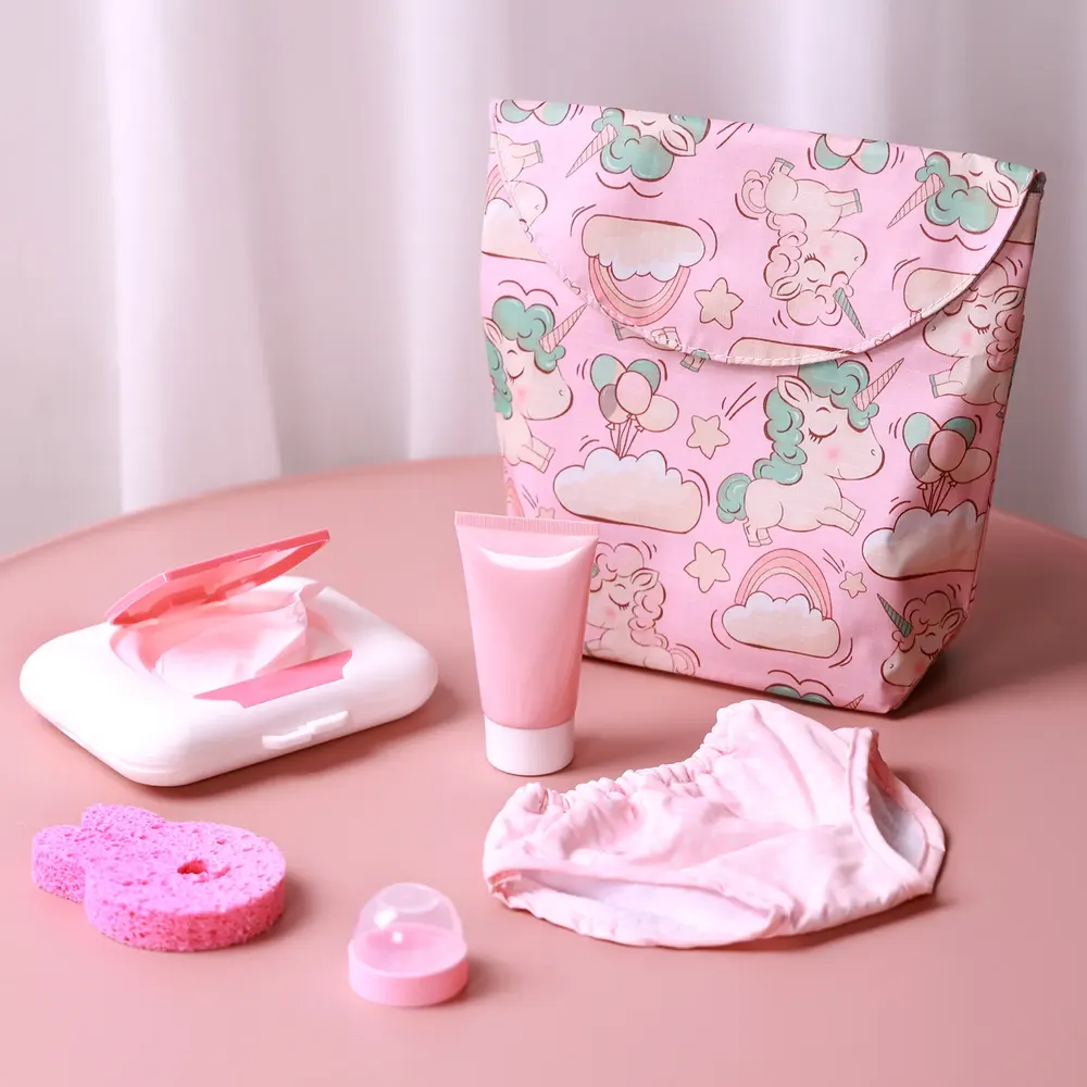 17"-22" Pink Baby Nappy Backpack 6 Pieces Set for Reborn Baby Doll, photograph 3