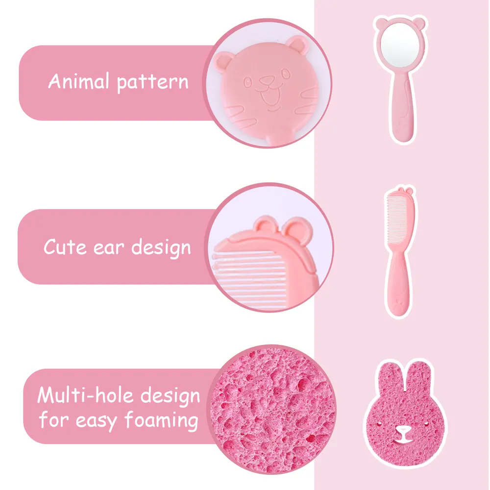 17"-22" Pink Bunny Bathrobe 7 Pcs Reborn Baby Doll Clothes Accessories Set, photograph 4
