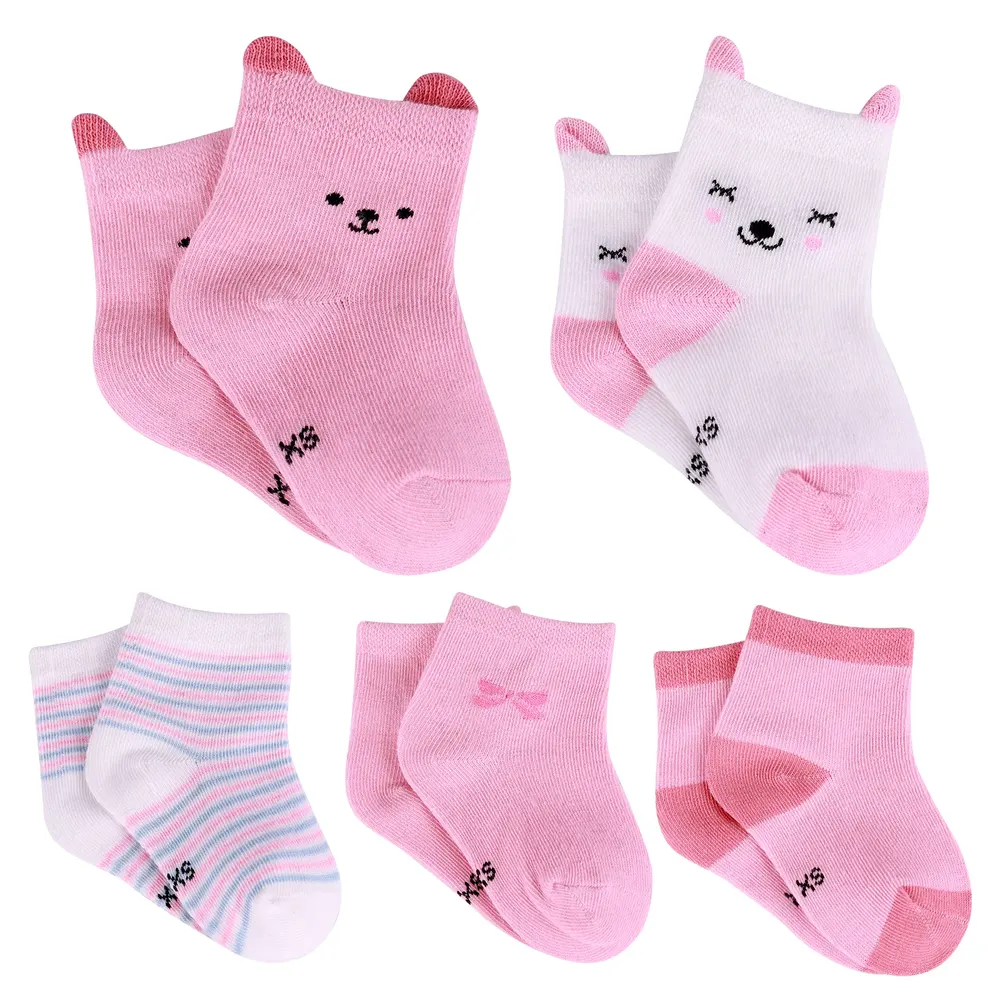 17"-22" Pink Bunny Socks 5 Pieces Set Clothing Accessories for Reborn Baby Doll, photograph 2