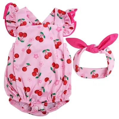 17"-22" Pink Cherry Suit for Reborn Girl Baby Accessories 2-Pieces Set
