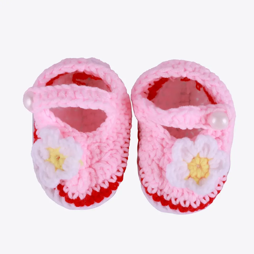 17"-22" Pink Knit Shoes and Socks 2 Pieces Set Clothing Accessories for Reborn Baby, photograph 2