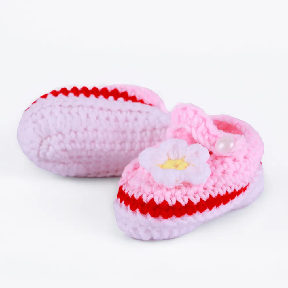 17"-22" Pink Knit Shoes and Socks 2 Pieces Set Clothing Accessories for Reborn Baby, photograph 3