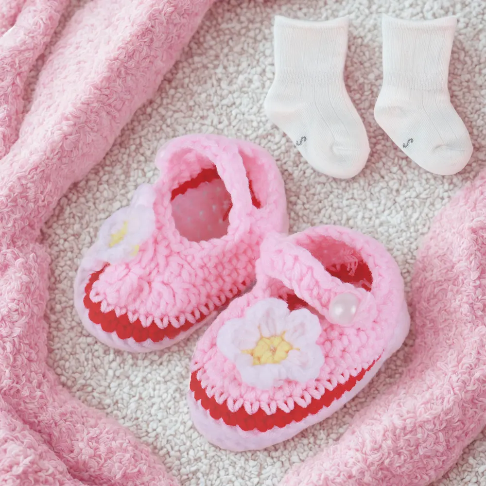 17"-22" Pink Knit Shoes and Socks 2 Pieces Set Clothing Accessories for Reborn Baby, photograph 6