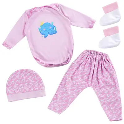 17"-22"Pink Octopus Wave Clothing Accessories 4-Pieces Set for Reborn Girl baby
