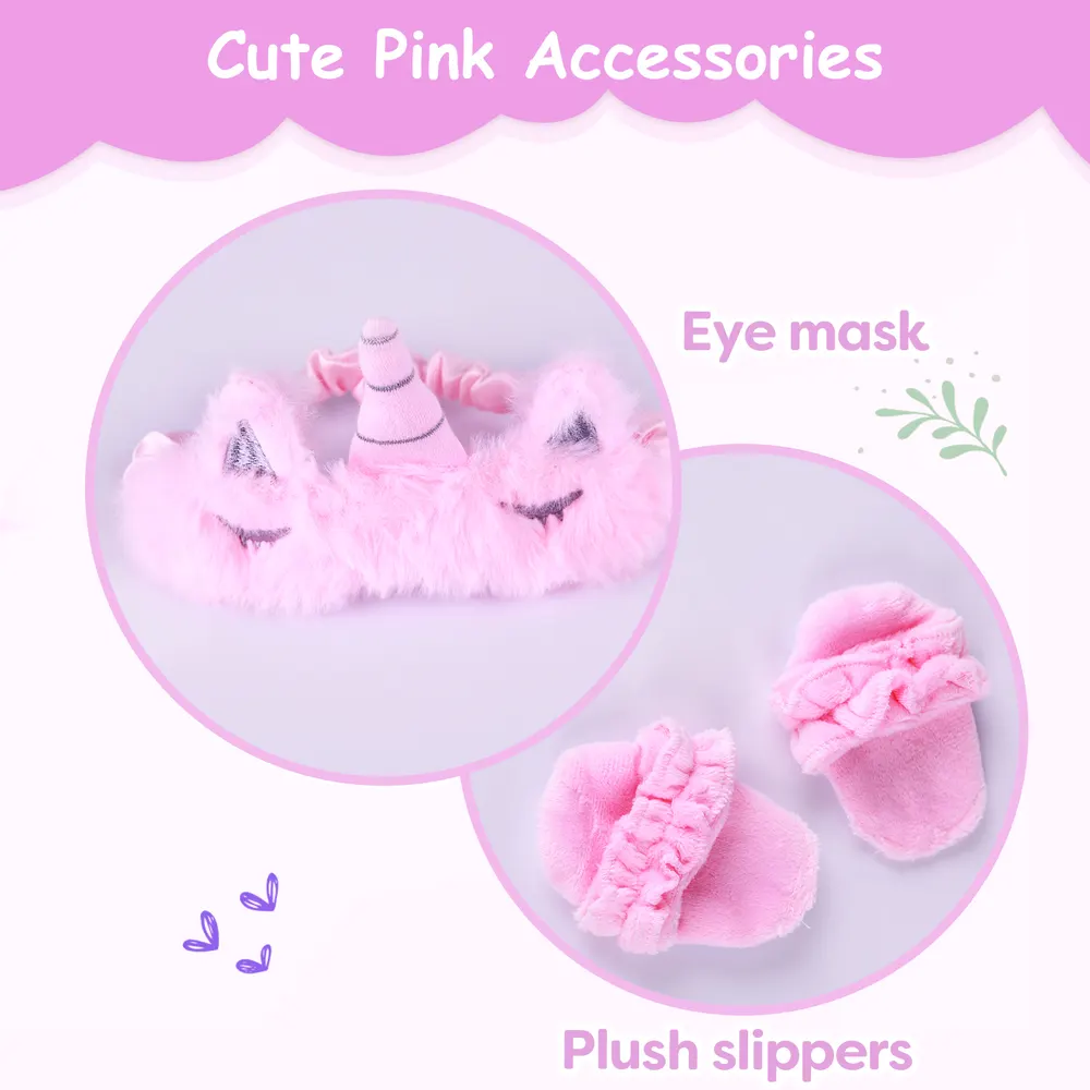 17"-22" Pink Unicorn Pyjamas 4 Pieces Accessory Set for Reborn Baby Doll, photograph 4