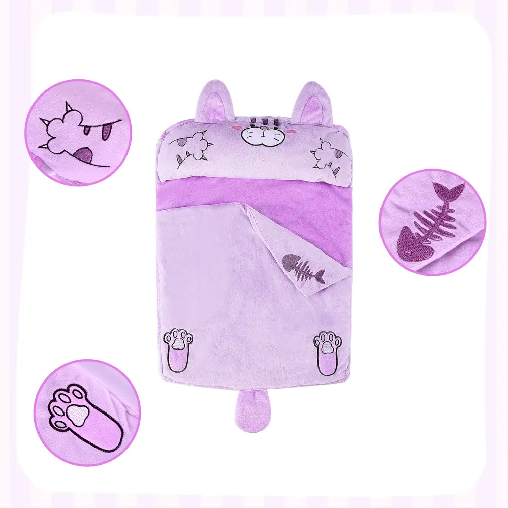 17"-22" Purple Cat Ears Care Package 3 Pcs Reborn Baby Doll Accessory Set, photograph 2