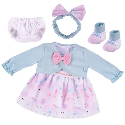 17"-22" Reborn Baby Doll Bird Floral Skirt 5 Pcs Set Clothing Accessories