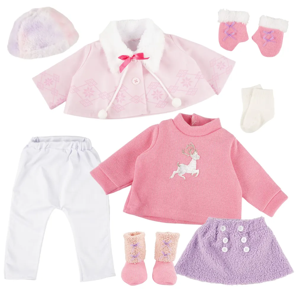 17"-22" Reborn Baby Doll Pink 8 Pcs Set Clothing Accessories Set