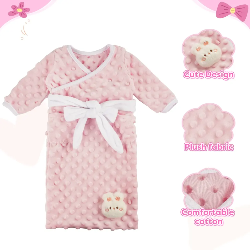 17"-22" Reborn Baby Doll Pink Bathrobe 10 Pcs Set Clothing Accessories, photograph 2
