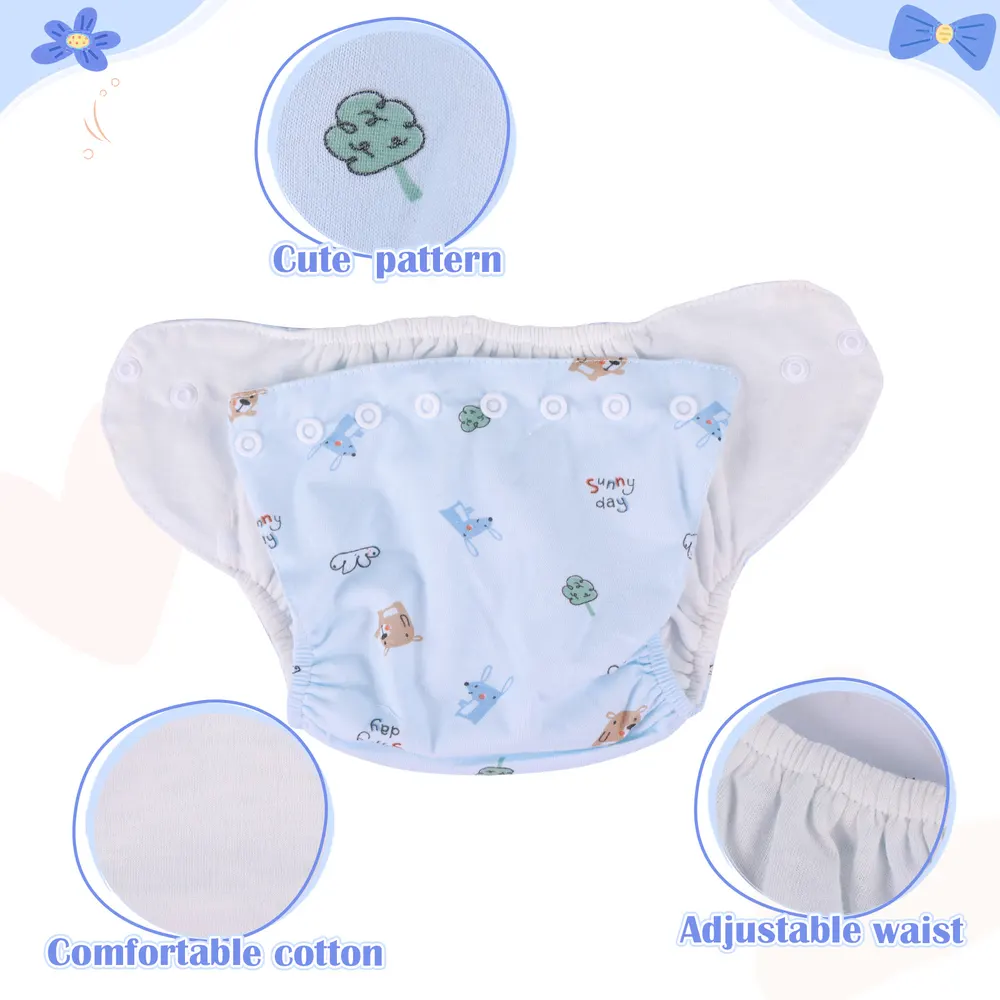 17"-22" Reborn Baby Doll Pink & Blue Nappy 4 Pcs Set Clothing Accessories, photograph 2