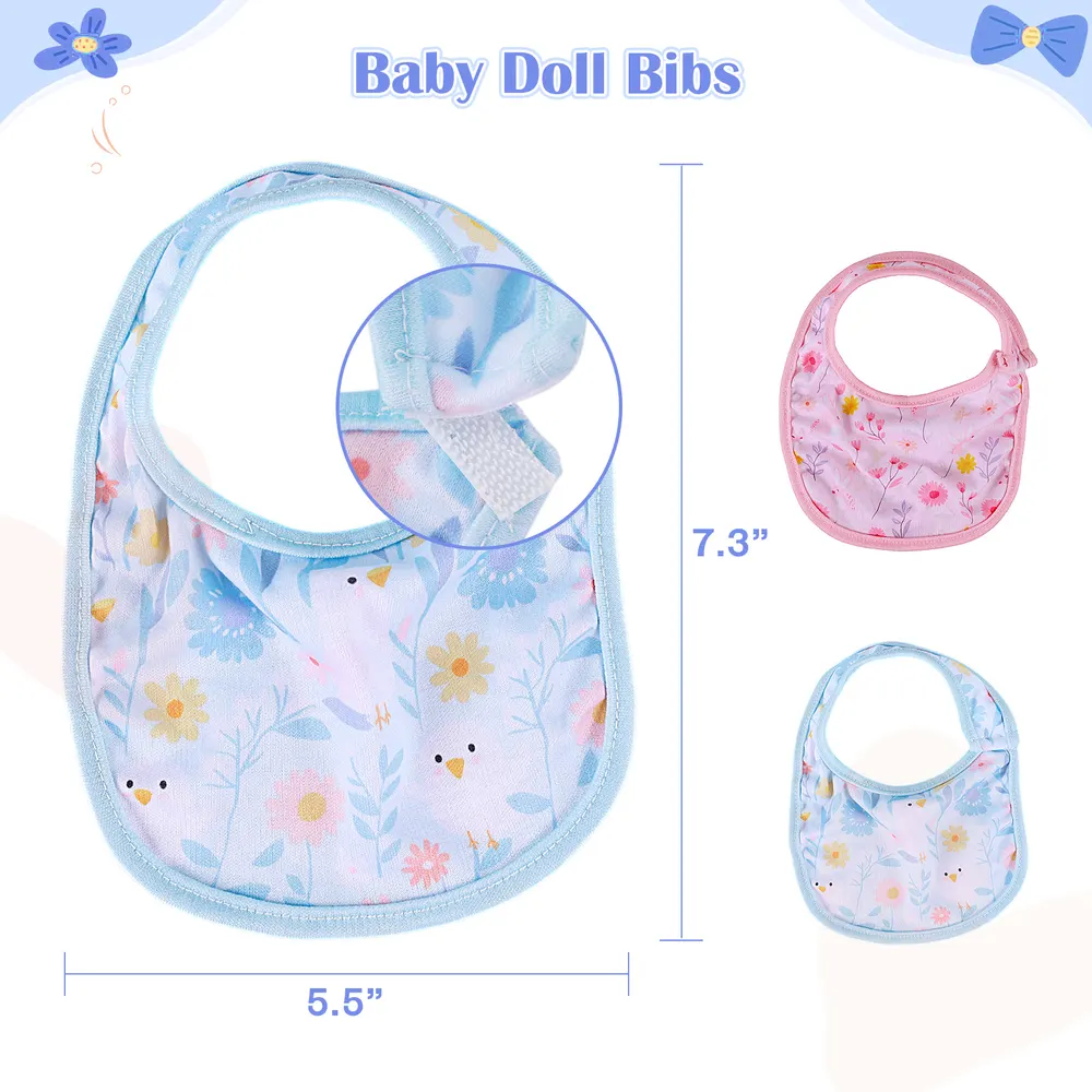 17"-22" Reborn Baby Doll Pink & Blue Nappy 4 Pcs Set Clothing Accessories, photograph 4