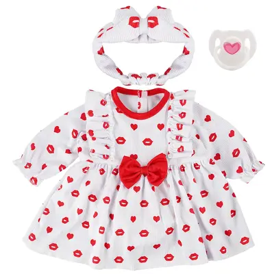 17"-22" Reborn Baby Doll Red Love 3 Pcs Set Clothing Accessories