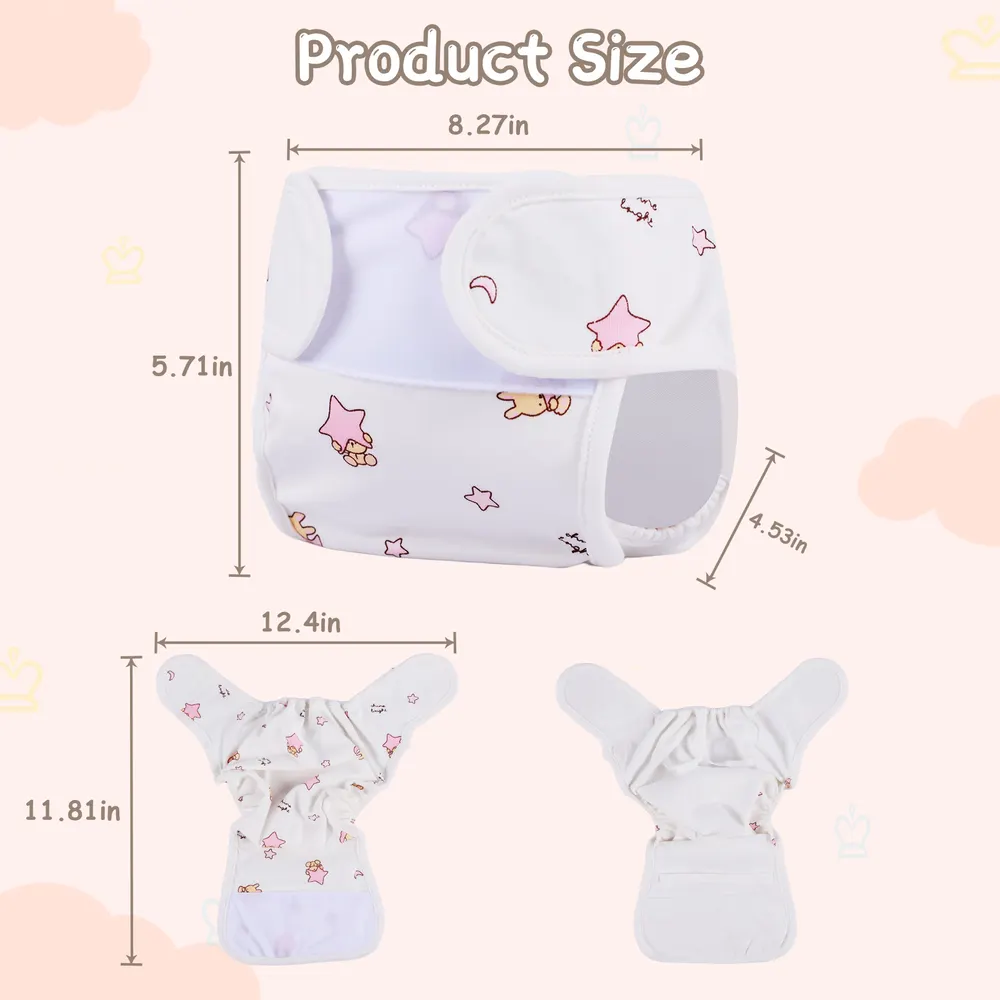 17"-22" Reborn Baby Doll White Nappy 4 Pcs Set Clothing Accessories, photograph 3
