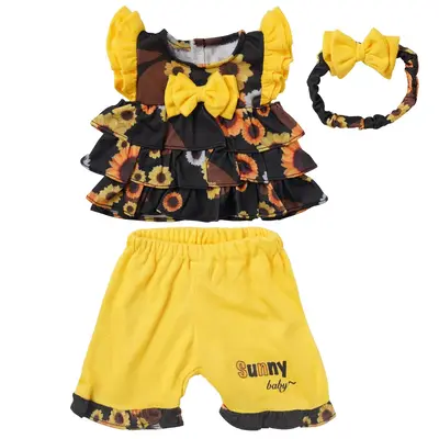17"-22" Reborn Baby Doll Yellow Sunflower 3 Pcs Set Clothing Accessories