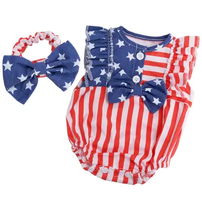 17"-22" Red Stripes Suit for Reborn Girl Baby Accessories 2-Pieces Set