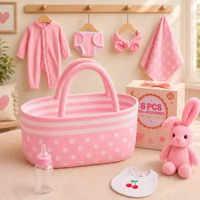 17–22" Sweet Girl Doll Accessories Set 8 Pieces for Reborn Baby Dolls
