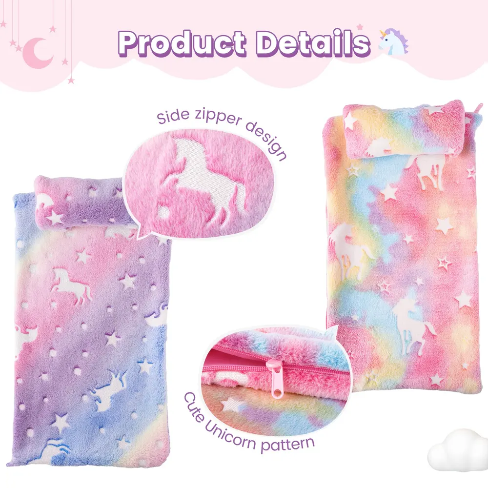 17"-22" Unicorn Bedding 2 Pcs Reborn Baby Doll Accessories Set, photograph 3