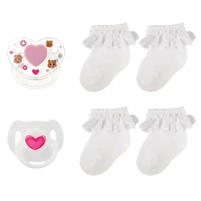 17"-22" White Socks and Pacifiers 4 Pcs Reborn Baby Doll Accessories Set