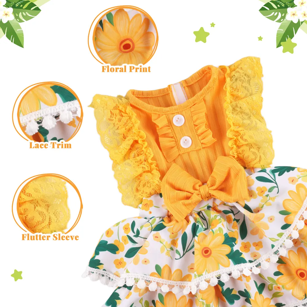 17"-22" Yellow Dress and Hair Band for Reborn Baby Girls 2 Pcs Accessories Set, photograph 3
