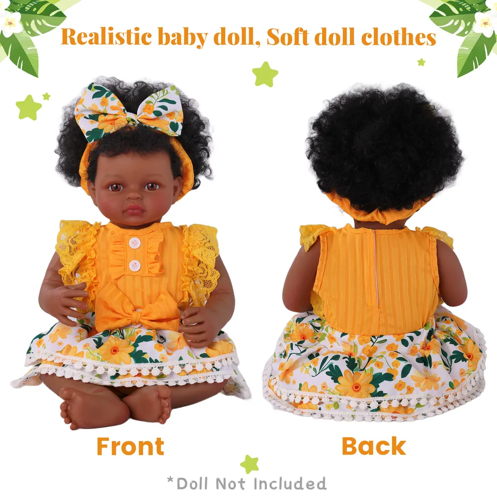 17"-22" Yellow Dress and Hair Band for Reborn Baby Girls 2 Pcs Accessories Set, photograph 5