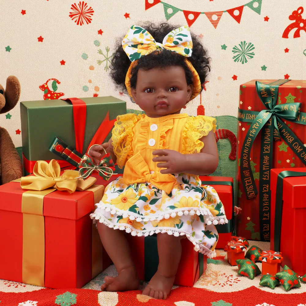 17"-22" Yellow Dress and Hair Band for Reborn Baby Girls 2 Pcs Accessories Set, photograph 6