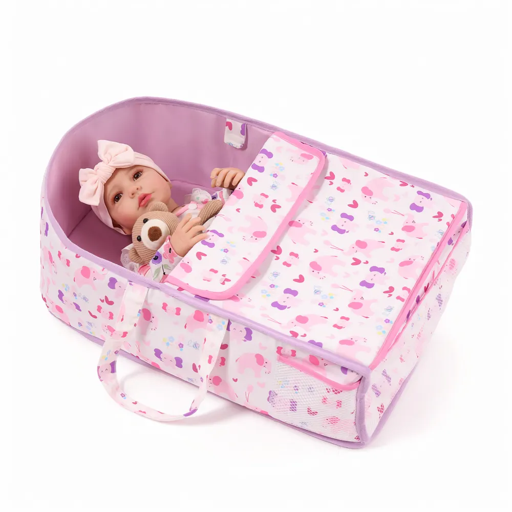 17"-22"Pink Cloud Bed Reborn Baby Doll Bed Accessory Set