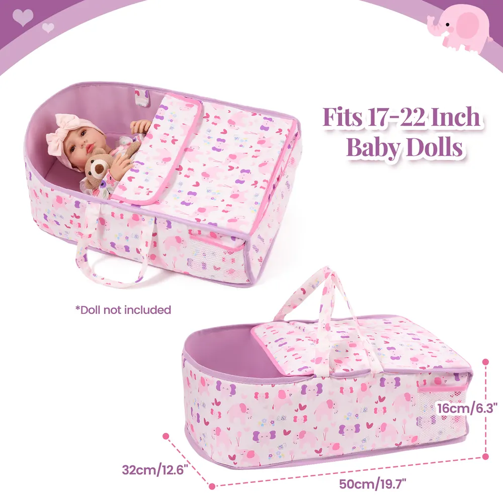 17"-22"Pink Cloud Bed Reborn Baby Doll Bed Accessory Set, photograph 3