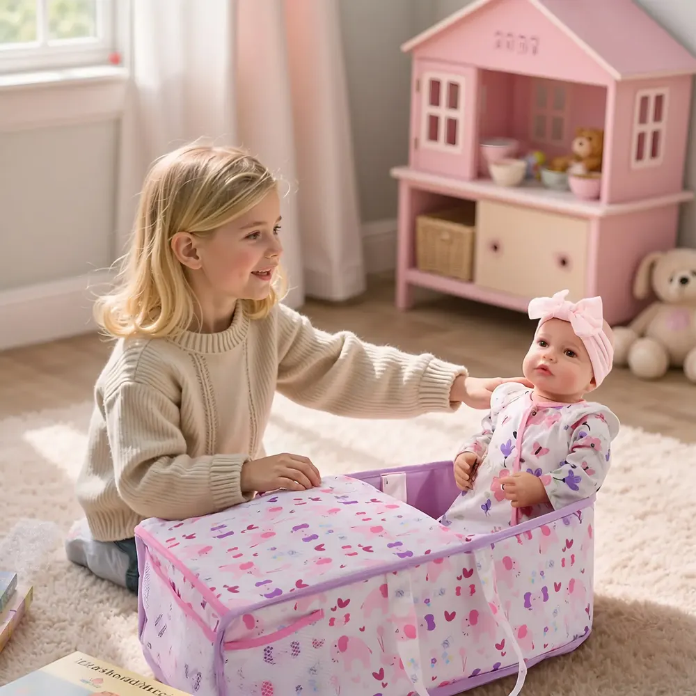 17"-22"Pink Cloud Bed Reborn Baby Doll Bed Accessory Set, photograph 5
