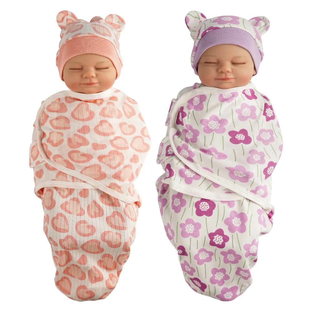 17"-24" Purple Flower + Pink Love Wrap 4 Pcs Set Reborn Baby Doll Clothes, photograph 4